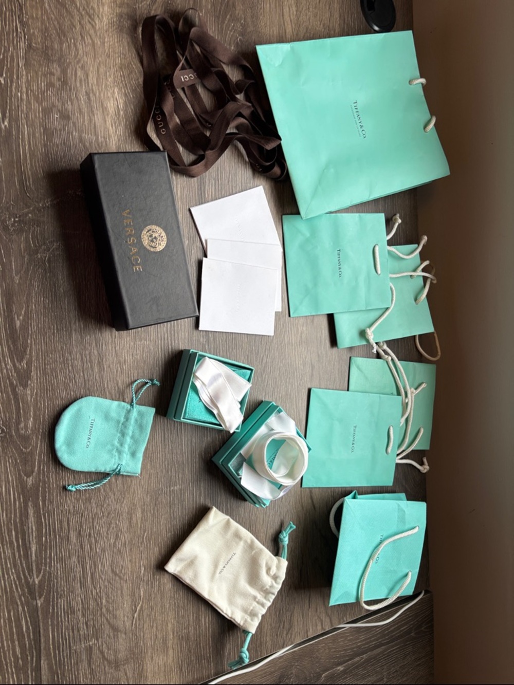 Tiffany & Co. Blue-Green Jewelry Boxes, Pouches and Gift Bags
